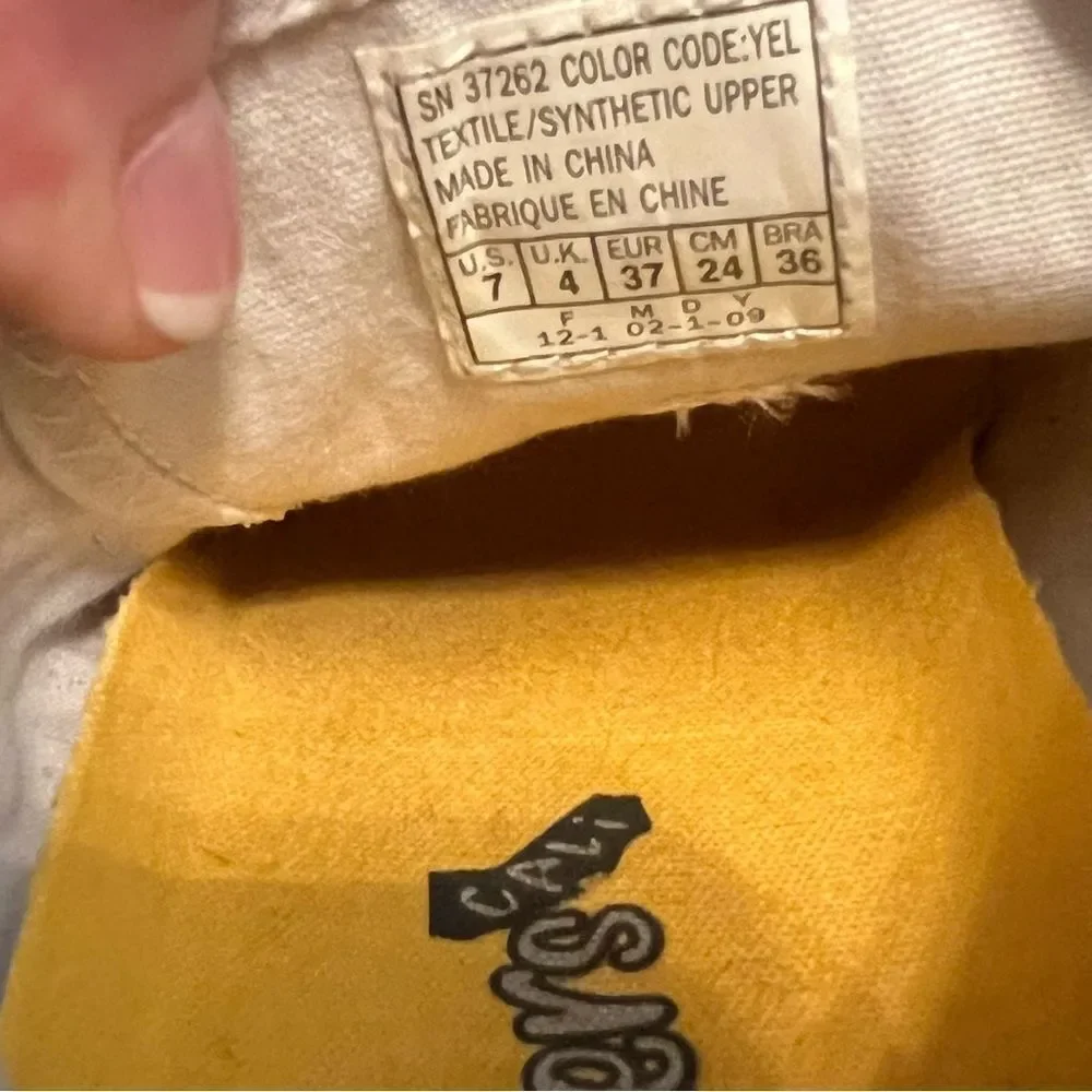 Vtg 90s Y2K Skechers “S” Cali Platform Wedge Sneaker Shoe Yellow White Lace Up 7 - Picture 11 of 15